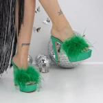 Papuci Dama cu Toc Subtire 3NE7 Verde » MeiShop.Ro