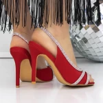Sandale Dama cu Toc Subtire 3SYX6 Rosu » MeiShop.Ro
