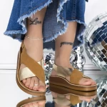 Sandale Dama cu Talpa Joasa 3GZ32 Galben » MeiShop.Ro