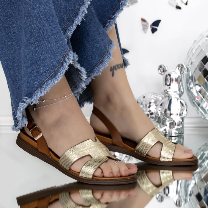 Sandale Dama cu Talpa Joasa 3GZ30 Auriu » MeiShop.Ro