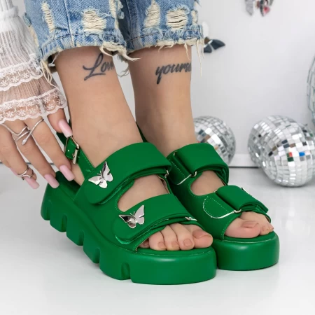 Sandale Dama cu Platforma 3HXS61 Verde » MeiShop.Ro