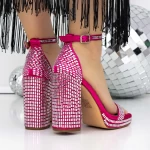 Sandale Dama cu Toc Gros 3KV50 Roz » MeiShop.Ro