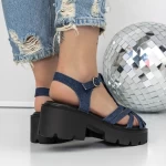 Sandale Dama cu Toc si Platforma 3GZ65A Albastru inchis » MeiShop.Ro