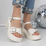 Sandale Dama cu Toc si Platforma 3GZ90 Alb » MeiShop.Ro