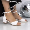 Sandale Dama cu Toc Gros 3HXS65 Alb | Mei