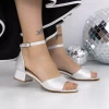 Sandale Dama cu Toc Gros 3HXS65 Argintiu | Mei