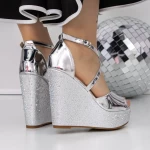 Sandale Dama cu Platforma 3HXS77 Argintiu » MeiShop.Ro