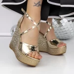 Sandale Dama cu Platforma 3HXS77 Auriu » MeiShop.Ro