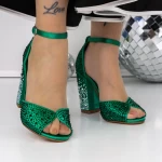 Sandale Dama cu Toc 3XKK151 Verde » MeiShop.Ro