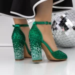 Sandale Dama cu Toc 3XKK151 Verde » MeiShop.Ro