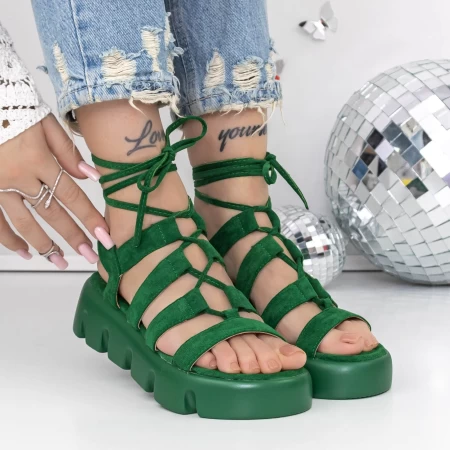 Sandale Dama cu Platforma 3HXS63 Verde » MeiShop.Ro