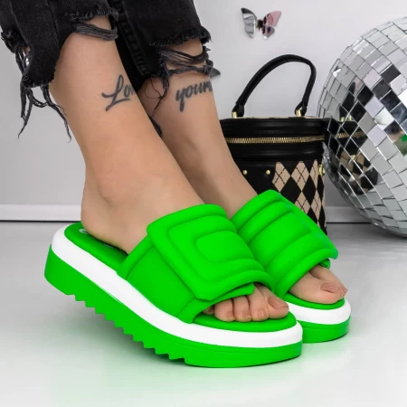 Papuci Dama cu Talpa Joasa 3GH22 Verde » MeiShop.Ro