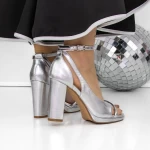 Sandale Dama cu Toc Gros si Platforma 3XKK122 Argintiu » MeiShop.Ro