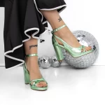 Sandale Dama cu Toc Gros si Platforma 3XKK122 Verde » MeiShop.Ro