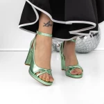 Sandale Dama cu Toc Gros si Platforma 3XKK122 Verde » MeiShop.Ro