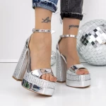 Sandale Dama cu Toc si Platforma 3XKK159 Argintiu » MeiShop.Ro