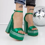Sandale Dama cu Toc si Platforma 3XKK159 Verde » MeiShop.Ro