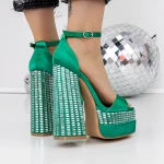 Sandale Dama cu Toc si Platforma 3XKK159 Verde » MeiShop.Ro
