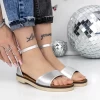 Sandale Dama cu Talpa Joasa 3H25 Argintiu | Mei