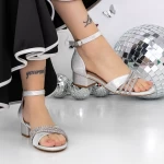 Sandale Dama cu Toc Gros 3XKK98 Argintiu » MeiShop.Ro
