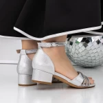 Sandale Dama cu Toc Gros 3XKK98 Argintiu » MeiShop.Ro