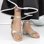 Sandale Dama cu Toc Gros 3XKK98 Auriu » MeiShop.Ro