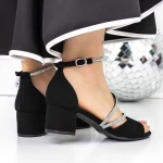 Sandale Dama cu Toc Gros 3XKK115 Negru » MeiShop.Ro