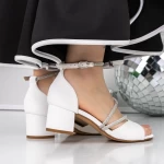 Sandale Dama cu Toc Gros 3XKK115 Alb » MeiShop.Ro