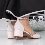 Sandale Dama cu Toc Gros 3XKK115 Bej » MeiShop.Ro