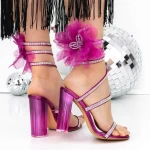 Sandale Dama cu Toc Gros 3XKK150 Rose » MeiShop.Ro