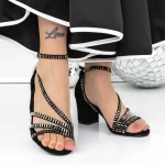 Sandale Dama cu Toc Gros 3XKK153 Negru » MeiShop.Ro