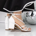 Sandale Dama cu Toc Gros 3XKK153 Alb » MeiShop.Ro