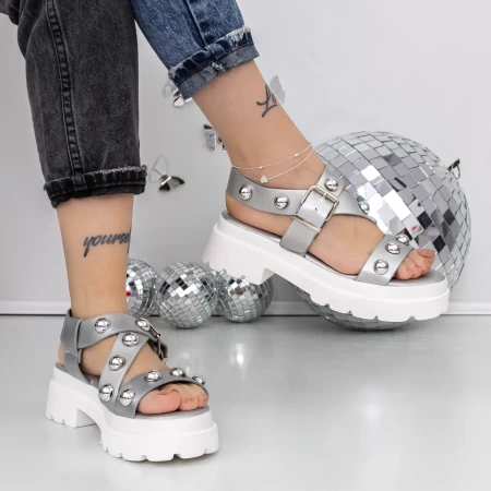 Sandale Dama cu Platforma 3LE39 Argintiu » MeiShop.Ro