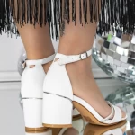 Sandale Dama cu Toc Gros 3XKK107 Alb » MeiShop.Ro