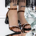 Sandale Dama cu Toc Gros 3XKK107 Leopard » MeiShop.Ro