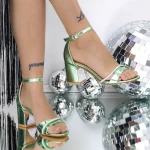 Sandale Dama cu Toc Gros 3XKK107 Verde » MeiShop.Ro