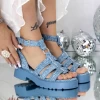 Sandale Dama cu Talpa Joasa 3LE60 Albastru | Mei