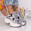 Pantofi Sport Dama cu Platforma 9157-2 Negru-Argintiu | Mei