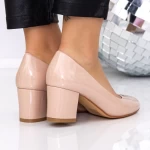 Pantofi cu Toc gros XKK251 Nude » MeiShop.Ro