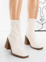 Botine cu Toc Gros 23168-1 WHITE | MIA SHOES