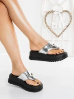 Papuci Dama cu Platforma 897-2 SILVER | MEI