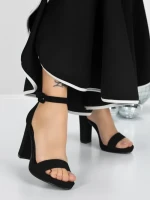 Sandale Dama cu Toc Gros XKK222 BLACK | MEI