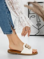 Papuci Dama cu Talpa Joasa 5PT3 WHITE | MEI