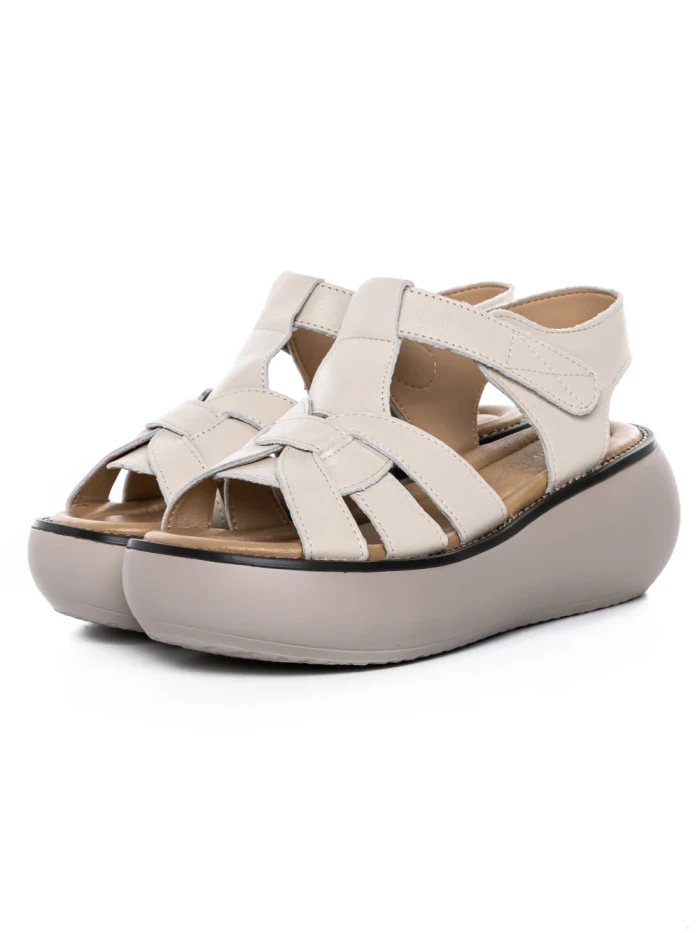 Sandale Dama din piele naturala FF03 CREAM | ADVANCER