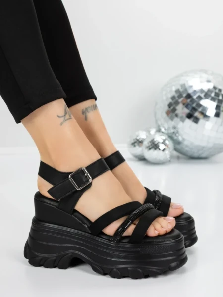 Sandale Dama cu Platforma 5WL37 ALL BLACK | MEI
