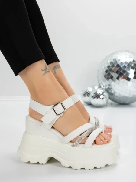 Sandale Dama cu Platforma 5WL37 WHITE | MEI