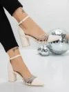 Pantofi cu Toc Gros 5XKK8PD BEIGE | MEI