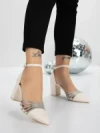 Pantofi cu Toc Gros 5XKK8PD BEIGE | MEI