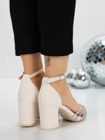 Pantofi cu Toc Gros 5XKK8PD BEIGE | MEI