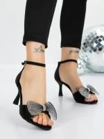 Sandale Dama cu Toc Subtire 5XKK11 BLACK | MEI